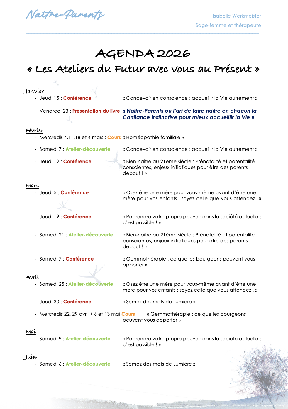 Agenda 2026 « Les Ateliers du Futur avec vous au Présent »