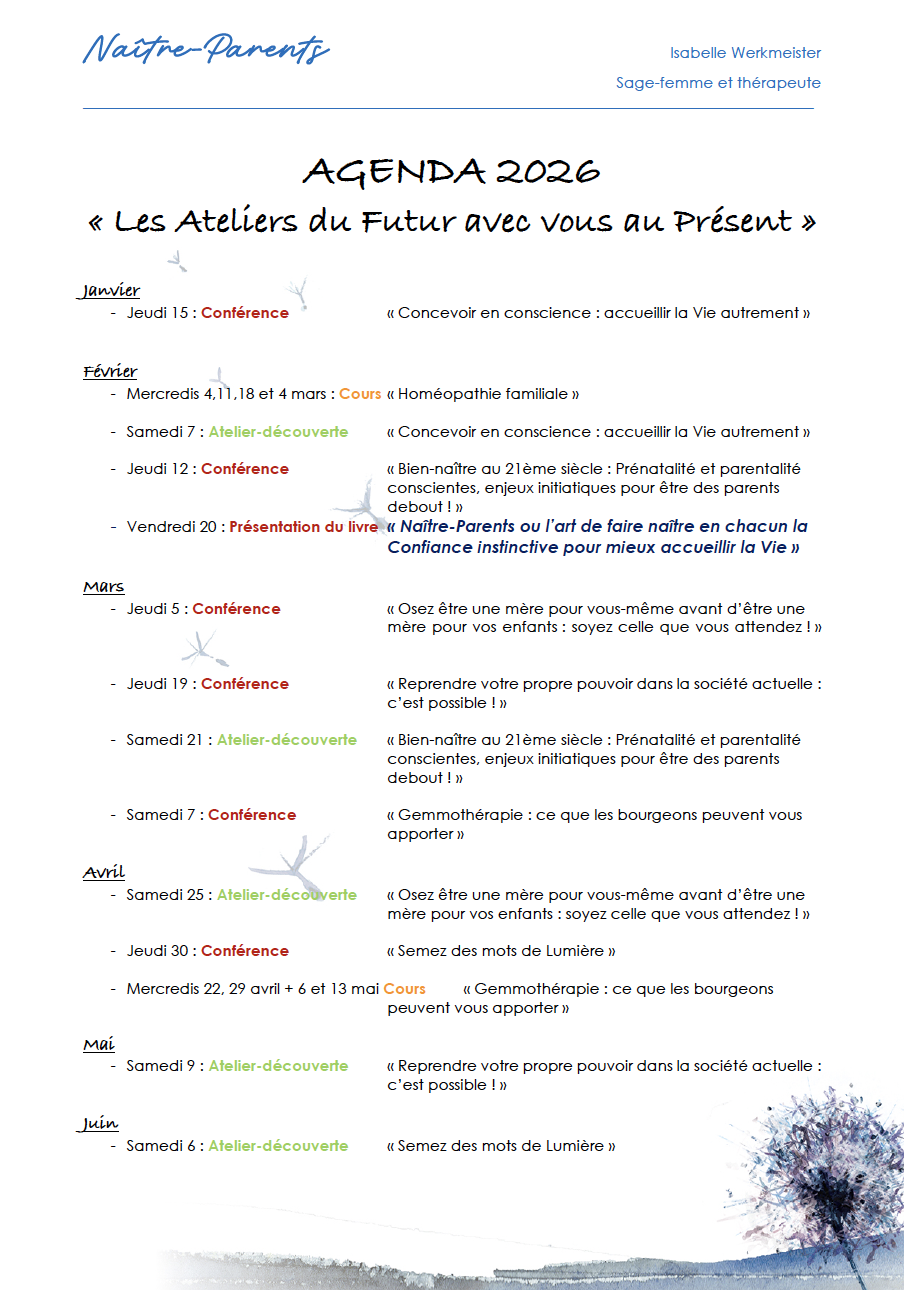 Agenda 2026 « Les Ateliers du Futur avec vous au Présent »